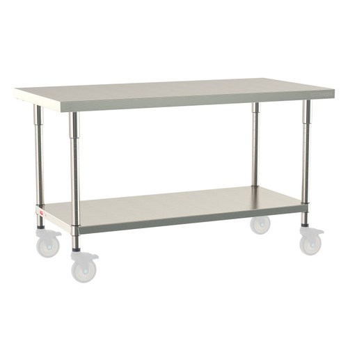 InterMetro Industries TWM3060FS-316-S TableWorx Mobile-Ready 30" x 60 " - 316 Surface - Stainless Steel Under Shelf - All Stainless Steel Finish