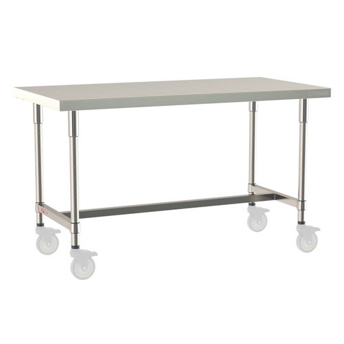 InterMetro Industries TWM3060SI-304-S TableWorx Mobile-Ready 30" x 60 " - 304 Surface - Stainless Steel I-Frame - All Stainless Steel Finish