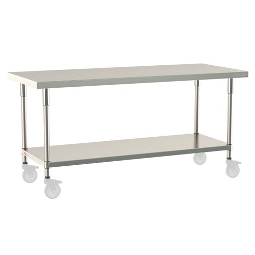 InterMetro Industries TWM3072FS-316-S TableWorx Mobile-Ready 30" x 72 " - 316 Surface - Stainless Steel Under Shelf - All Stainless Steel Finish