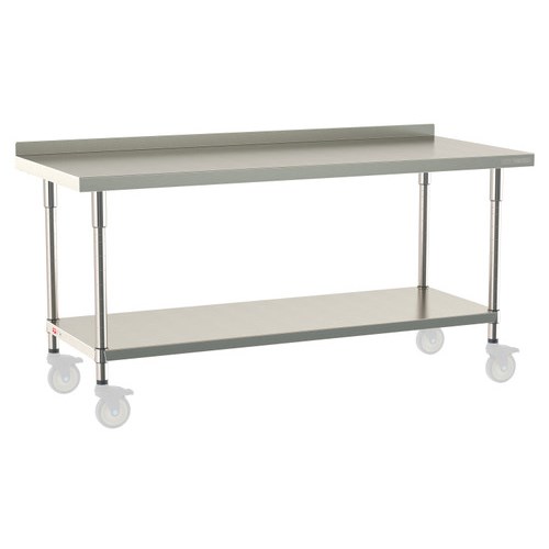 InterMetro Industries TWM3072FS-316B-S TableWorx Mobile-Ready 30" x 72 " - 316 Surface with Backsplash - Stainless Steel Under Shelf - All Stainless Steel Finish