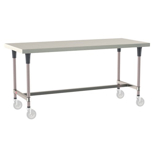 InterMetro Industries TWM3072SI-304-K TableWorx Mobile-Ready 30" x 72 " - 304 Surface - Stainless Steel I-Frame - Metroseal Gray Epoxy Coated Legs and Polymer Leg Mounts