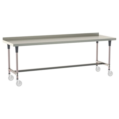 InterMetro Industries TWM3096SI-304-K TableWorx Mobile-Ready 30" x 96 " - 304 Surface - Stainless Steel I-Frame - Metroseal Gray Epoxy Coated Legs and Polymer Leg Mounts