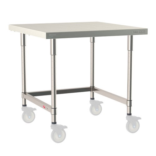 InterMetro Industries TWM3636SU-304-S TableWorx Mobile-Ready 36" x 36 " - 304 Surface - Stainless Steel 3-Sided Frame - All Stainless Steel Finish