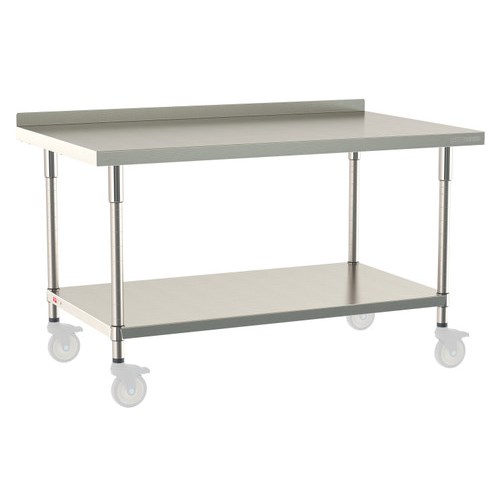 InterMetro Industries TWM3660FS-316B-S TableWorx Mobile-Ready 36" x 60 " - 316 Surface with Backsplash - Stainless Steel Under Shelf - All Stainless Steel Finish