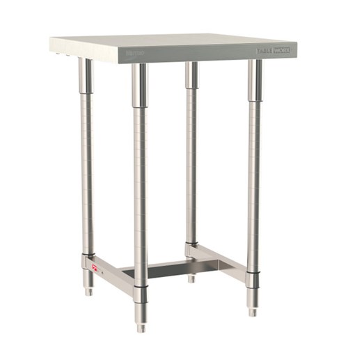 InterMetro Industries TWS2424SI-316-S TableWorx Stationary 24" x 24 " - 316 Surface - Stainless Steel I-Frame - All Stainless Steel Finish