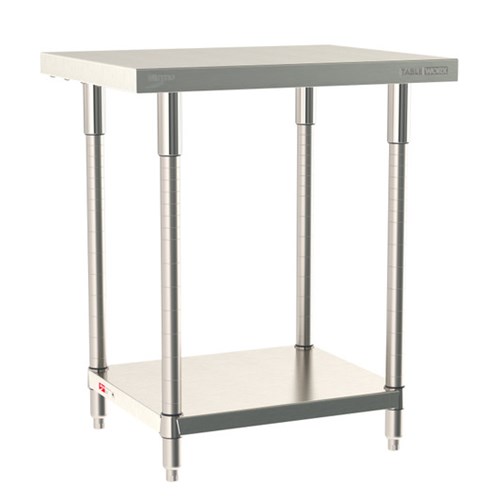 InterMetro Industries TWS2430FS-304-S TableWorx Stationary 24" x 30 " - 304 Surface - Stainless Steel Under Shelf - All Stainless Steel Finish