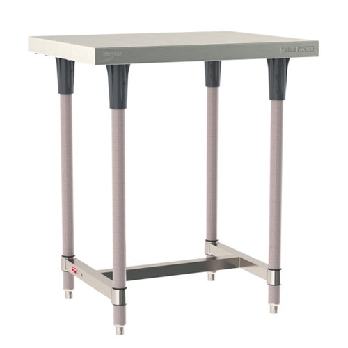 InterMetro Industries TWS2430SI-304-K TableWorx Stationary 24" x 30 " - 304 Surface - Stainless Steel I-Frame - Metroseal Gray Epoxy Coated Legs and Polymer Leg Mounts