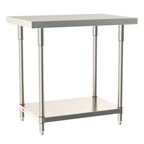 InterMetro Industries TWS2436FS-304-S TableWorx Stationary 24" x 36 " - 304 Surface - Stainless Steel Under Shelf - All Stainless Steel Finish