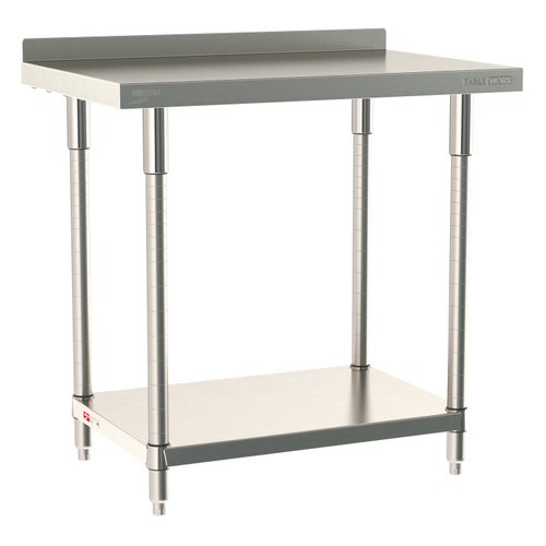 InterMetro Industries TWS2436FS-316B-S TableWorx Stationary 24" x 36 " - 316 Surface with Backsplash - Stainless Steel Under Shelf - All Stainless Steel Finish