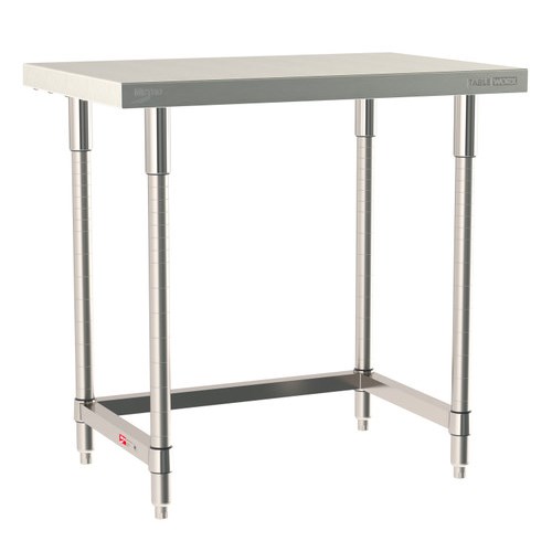 InterMetro Industries TWS2436SU-304-S TableWorx Stationary 24" x 36 " - 304 Surface - Stainless Steel 3-Sided Frame - All Stainless Steel Finish