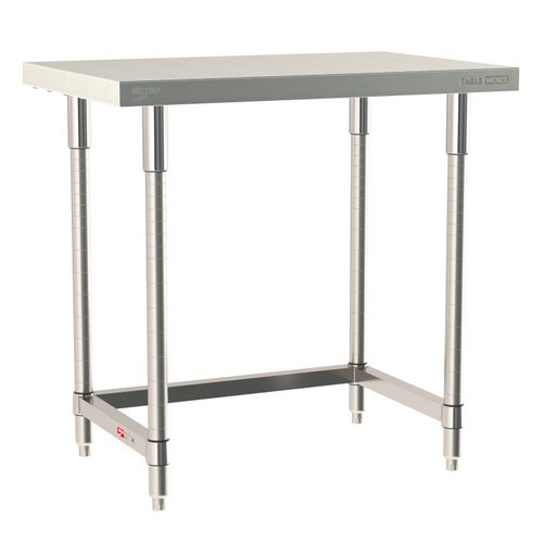 InterMetro Industries TWS2436SU-316-S TableWorx Stationary 24" x 36 " - 316 Surface - Stainless Steel 3-Sided Frame - All Stainless Steel Finish