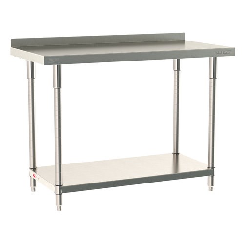 InterMetro Industries TWS2448FS-304B-S TableWorx Stationary 24" x 48 " - 304 Surface with Backsplash - Stainless Steel Under Shelf - All Stainless Steel Finish