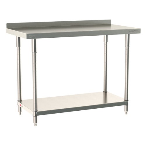 InterMetro Industries TWS2448FS-316B-S TableWorx Stationary 24" x 48 " - 316 Surface with Backsplash - Stainless Steel Under Shelf - All Stainless Steel Finish