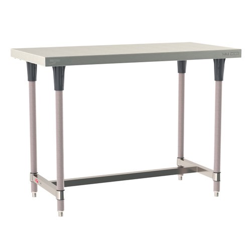 InterMetro Industries TWS2448SI-304-K TableWorx Stationary 24" x 48 " - 304 Surface - Stainless Steel I-Frame - Metroseal Gray Epoxy Coated Legs and Polymer Leg Mounts