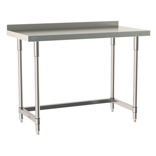 InterMetro Industries TWS2448SU-304B-S TableWorx Stationary 24" x 48 " - 304 Surface with Backsplash - Stainless Steel 3-Sided Frame - All Stainless Steel Finish