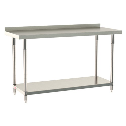 InterMetro Industries TWS2460FS-316B-S TableWorx Stationary 24" x 60 " - 316 Surface with Backsplash - Stainless Steel Under Shelf - All Stainless Steel Finish