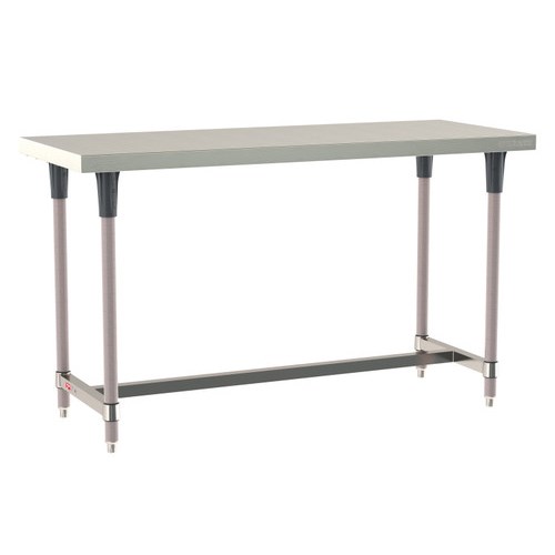 InterMetro Industries TWS2460SI-304-K TableWorx Stationary 24" x 60 " - 304 Surface - Stainless Steel I-Frame - Metroseal Gray Epoxy Coated Legs and Polymer Leg Mounts