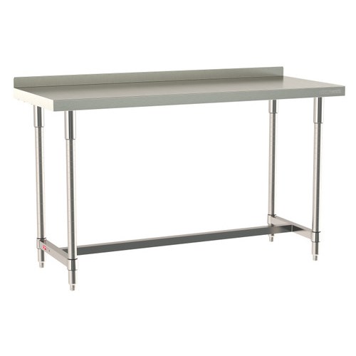 InterMetro Industries TWS2460SI-304B-S TableWorx Stationary 24" x 60 " - 304 Surface with Backsplash - Stainless Steel I-Frame - All Stainless Steel Finish