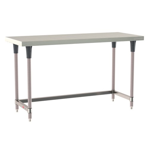 InterMetro Industries TWS2460SU-304-K TableWorx Stationary 24" x 60 " - 304 Surface - Stainless Steel 3-Sided Frame - Metroseal Gray Epoxy Coated Legs and Polymer Leg Mounts