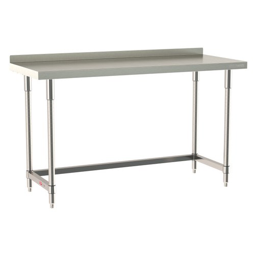 InterMetro Industries TWS2460SU-304B-S TableWorx Stationary 24" x 60 " - 304 Surface with Backsplash - Stainless Steel 3-Sided Frame - All Stainless Steel Finish