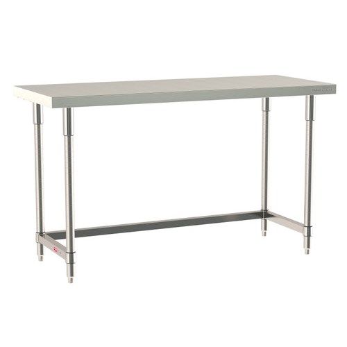 InterMetro Industries TWS2460SU-316-S TableWorx Stationary 24" x 60 " - 316 Surface - Stainless Steel 3-Sided Frame - All Stainless Steel Finish