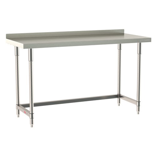 InterMetro Industries TWS2460SU-316B-S TableWorx Stationary 24" x 60 " - 316 Surface with Backsplash - Stainless Steel 3-Sided Frame - All Stainless Steel Finish