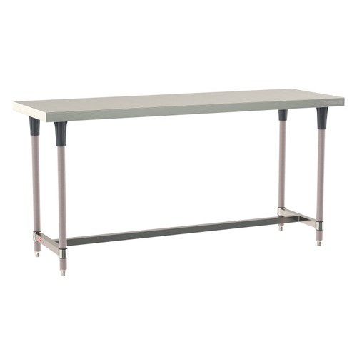 InterMetro Industries TWS2472SI-304-K TableWorx Stationary 24" x 72 " - 304 Surface - Stainless Steel I-Frame - Metroseal Gray Epoxy Coated Legs and Polymer Leg Mounts