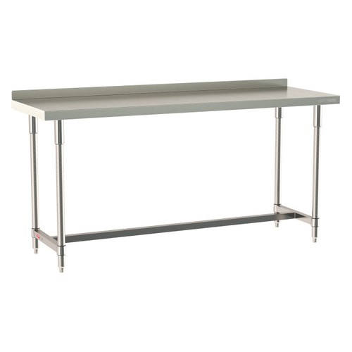 InterMetro Industries TWS2472SI-304B-S TableWorx Stationary 24" x 72 " - 304 Surface with Backsplash - Stainless Steel I-Frame - All Stainless Steel Finish