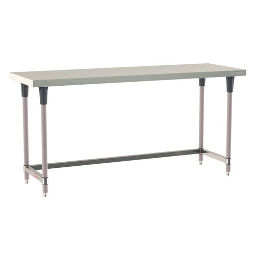 InterMetro Industries TWS2472SU-304-K TableWorx Stationary 24" x 72 " - 304 Surface - Stainless Steel 3-Sided Frame - Metroseal Gray Epoxy Coated Legs and Polymer Leg Mounts