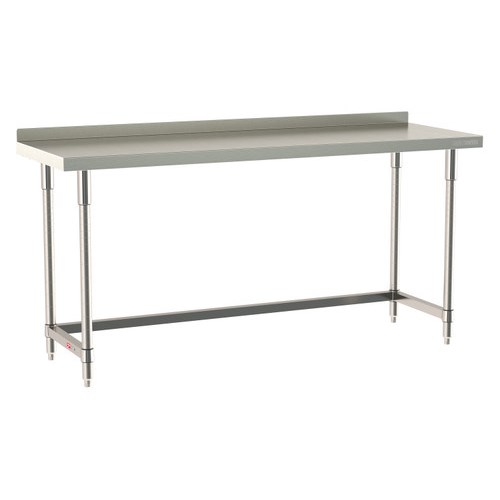 InterMetro Industries TWS2472SU-304B-S TableWorx Stationary 24" x 72 " - 304 Surface with Backsplash - Stainless Steel 3-Sided Frame - All Stainless Steel Finish