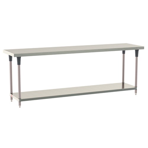 InterMetro Industries TWS2496FS-304-K TableWorx Stationary 24" x 96 " - 304 Surface - Stainless Steel Under Shelf - Metroseal Gray Epoxy Coated Legs and Polymer Leg Mounts