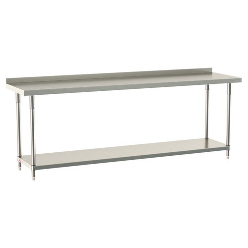 InterMetro Industries TWS2496FS-316B-S TableWorx Stationary 24" x 96 " - 316 Surface with Backsplash - Stainless Steel Under Shelf - All Stainless Steel Finish