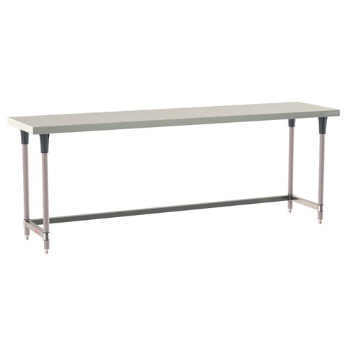 InterMetro Industries TWS2496SU-304-K TableWorx Stationary 24" x 96 " - 304 Surface - Stainless Steel 3-Sided Frame - Metroseal Gray Epoxy Coated Legs and Polymer Leg Mounts