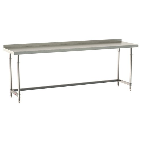 InterMetro Industries TWS2496SU-304B-S TableWorx Stationary 24" x 96 " - 304 Surface with Backsplash - Stainless Steel 3-Sided Frame - All Stainless Steel Finish