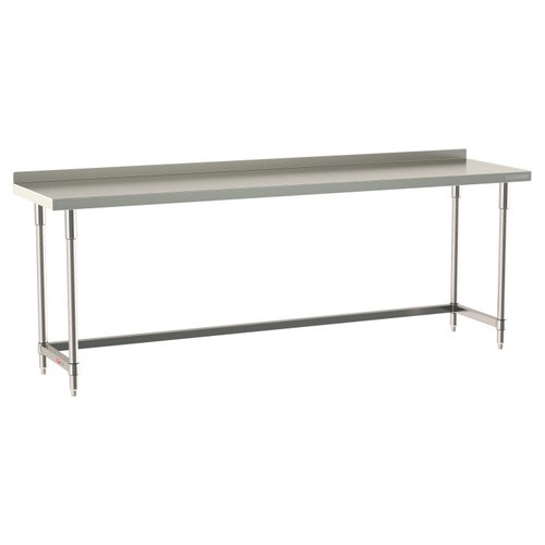 InterMetro Industries TWS2496SU-316B-S TableWorx Stationary 24" x 96 " - 316 Surface with Backsplash - Stainless Steel 3-Sided Frame - All Stainless Steel Finish