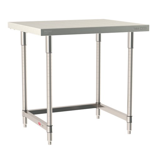 InterMetro Industries TWS3036SU-304-S TableWorx Stationary 30" x 36 " - 304 Surface - Stainless Steel 3-Sided Frame - All Stainless Steel Finish