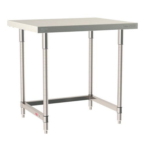 InterMetro Industries TWS3036SU-316-S TableWorx Stationary 30" x 36 " - 316 Surface - Stainless Steel 3-Sided Frame - All Stainless Steel Finish