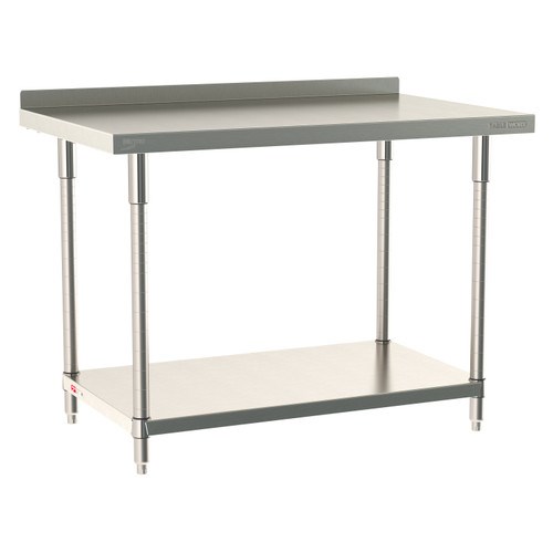 InterMetro Industries TWS3048FS-304B-S TableWorx Stationary 30" x 48 " - 304 Surface with Backsplash - Stainless Steel Under Shelf - All Stainless Steel Finish