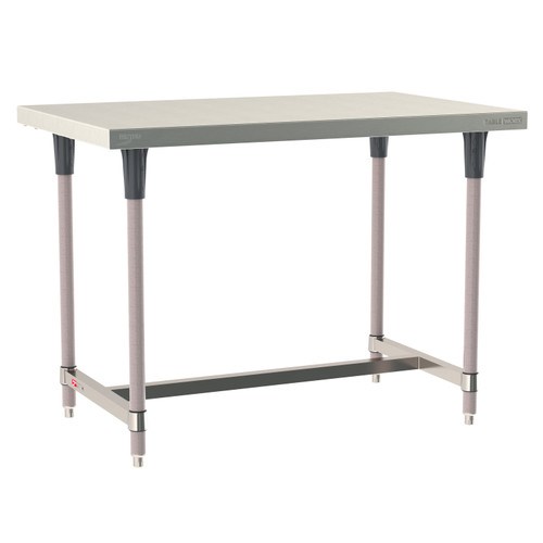 InterMetro Industries TWS3048SI-304-K TableWorx Stationary 30" x 48 " - 304 Surface - Stainless Steel I-Frame - Metroseal Gray Epoxy Coated Legs and Polymer Leg Mounts