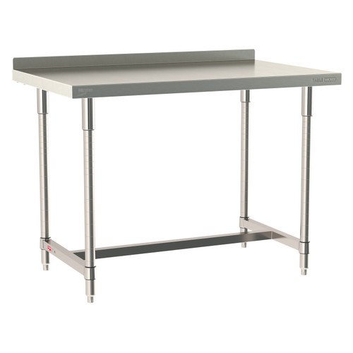 InterMetro Industries TWS3048SI-304B-S TableWorx Stationary 30" x 48 " - 304 Surface with Backsplash - Stainless Steel I-Frame - All Stainless Steel Finish