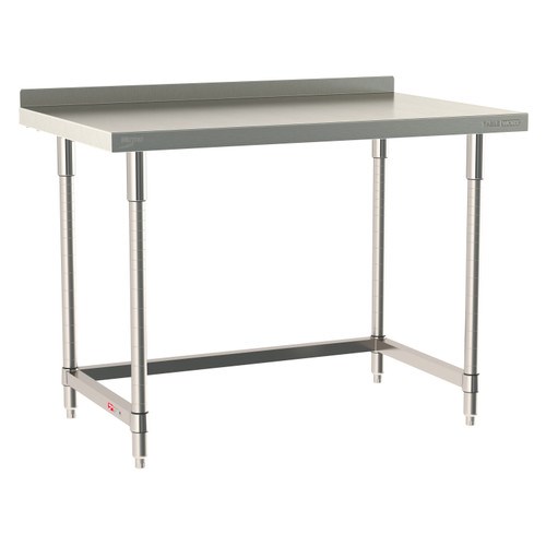 InterMetro Industries TWS3048SU-304B-S TableWorx Stationary 30" x 48 " - 304 Surface with Backsplash - Stainless Steel 3-Sided Frame - All Stainless Steel Finish