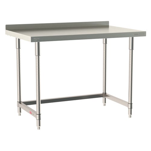 InterMetro Industries TWS3048SU-316B-S TableWorx Stationary 30" x 48 " - 316 Surface with Backsplash - Stainless Steel 3-Sided Frame - All Stainless Steel Finish