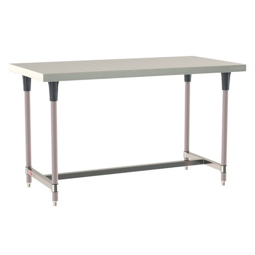 InterMetro Industries TWS3060SI-304-K TableWorx Stationary 30" x 60 " - 304 Surface - Stainless Steel I-Frame - Metroseal Gray Epoxy Coated Legs and Polymer Leg Mounts