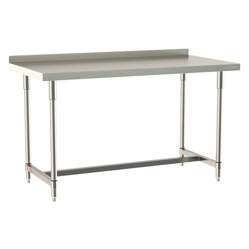 InterMetro Industries TWS3060SI-304B-S TableWorx Stationary 30" x 60 " - 304 Surface with Backsplash - Stainless Steel I-Frame - All Stainless Steel Finish