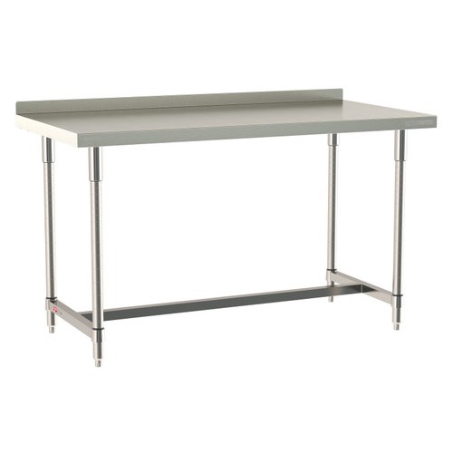 InterMetro Industries TWS3060SI-316B-S TableWorx Stationary 30" x 60 " - 316 Surface with Backsplash - Stainless Steel I-Frame - All Stainless Steel Finish