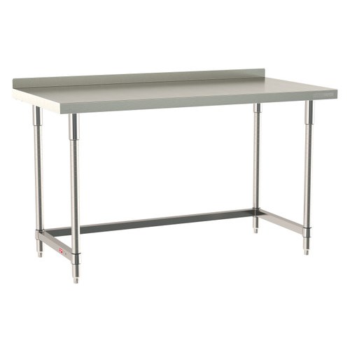 InterMetro Industries TWS3060SU-304B-S TableWorx Stationary 30" x 60 " - 304 Surface with Backsplash - Stainless Steel 3-Sided Frame - All Stainless Steel Finish