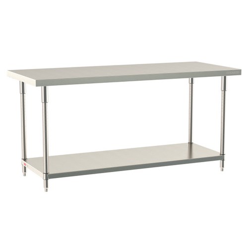 InterMetro Industries TWS3072FS-304-S TableWorx Stationary 30" x 72 " - 304 Surface - Stainless Steel Under Shelf - All Stainless Steel Finish