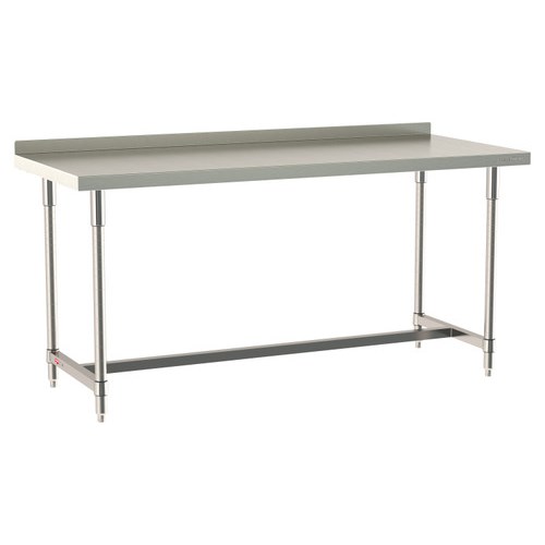 InterMetro Industries TWS3072SI-304B-S TableWorx Stationary 30" x 72 " - 304 Surface with Backsplash - Stainless Steel I-Frame - All Stainless Steel Finish