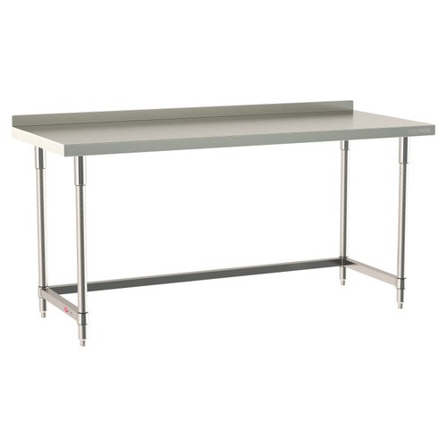 InterMetro Industries TWS3072SU-304B-S TableWorx Stationary 30" x 72 " - 304 Surface with Backsplash - Stainless Steel 3-Sided Frame - All Stainless Steel Finish