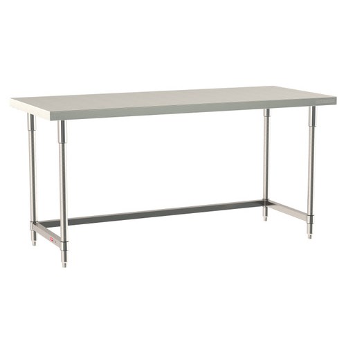 InterMetro Industries TWS3072SU-316-S TableWorx Stationary 30" x 72 " - 316 Surface - Stainless Steel 3-Sided Frame - All Stainless Steel Finish